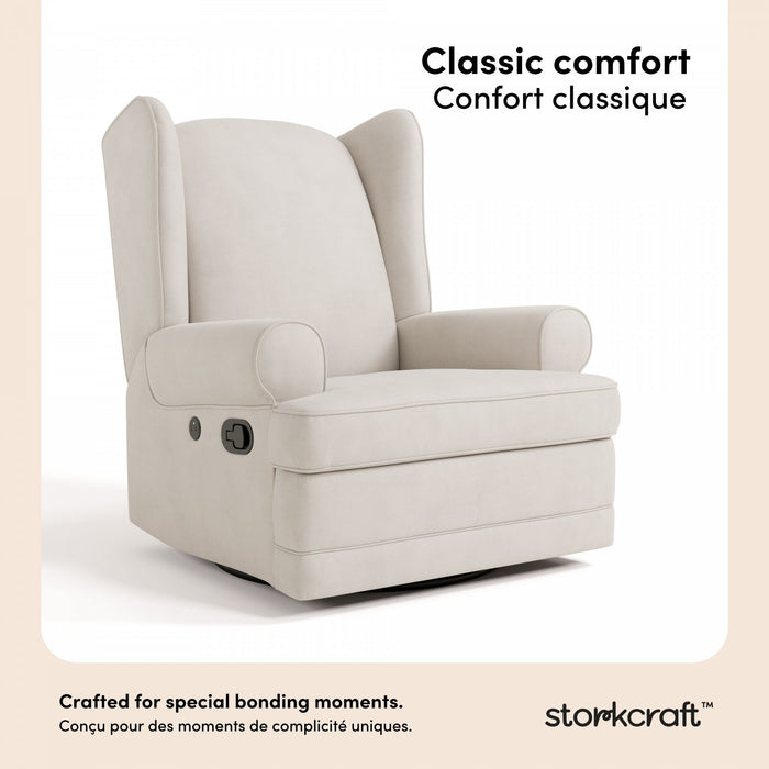 Storkcraft Serenity Wingback Upholstered Recliner Glider - Ivory