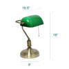 Roosevelt Executive Banker's Desk Lamp with Glass Shade, Apple Green, 15"H | Roosevelt Lampe de bureau de banquier executive avec abat-jour en verre, Vert pomme, 15 po H
