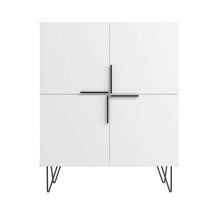 Manhattan Comfort Beekman Low 4-Shelf Accent Cabinet - White