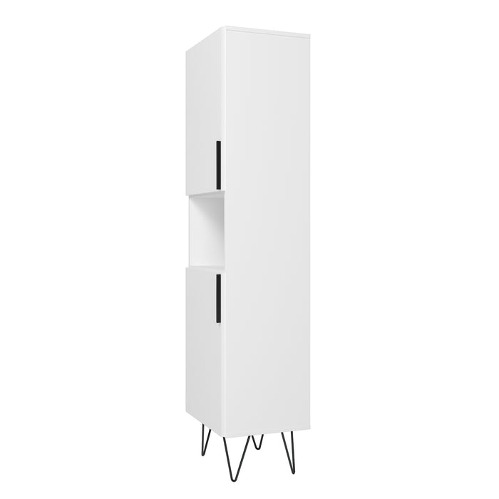 Manhattan Comfort Beekman 17.51\" Narrow Bookcase Cabinet with 5 Shelves - White