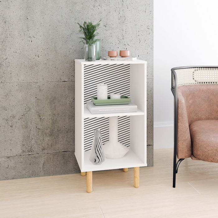 Manhattan Comfort Essex Nightstand with 2 Shelves - White & Zebra