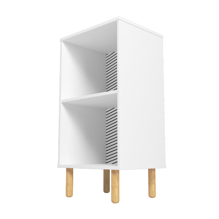 Manhattan Comfort Essex Nightstand with 2 Shelves - White & Zebra