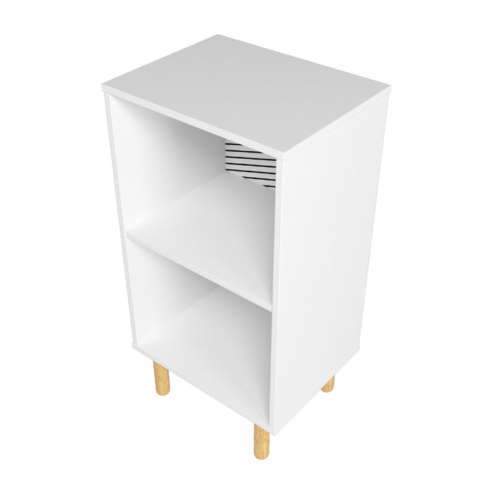 Manhattan Comfort Essex Nightstand with 2 Shelves - White & Zebra