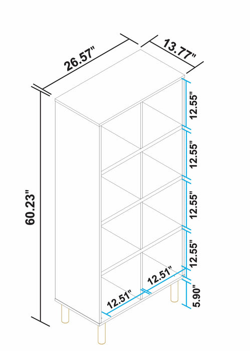 Manhattan Comfort Essex 60.23\" Double Bookcase with 8 Shelves - White & Zebra
