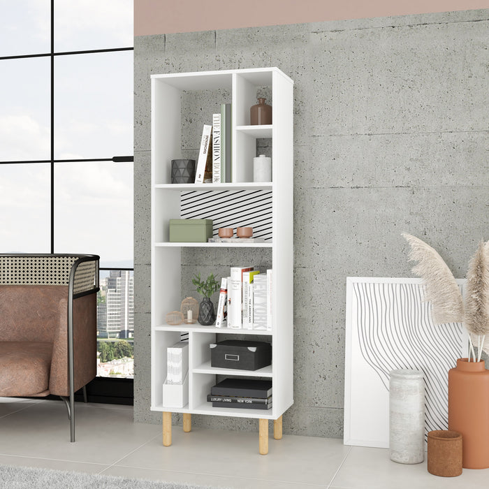 Manhattan Comfort Essex 60.23\" Decor Bookcase with 8 Cube Shelves - White & Zebra