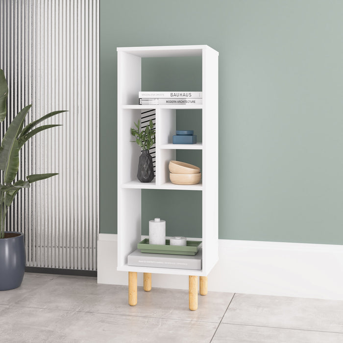 Manhattan Comfort Essex 42.51\" Bookcase with 5 Shelves - White & Zebra