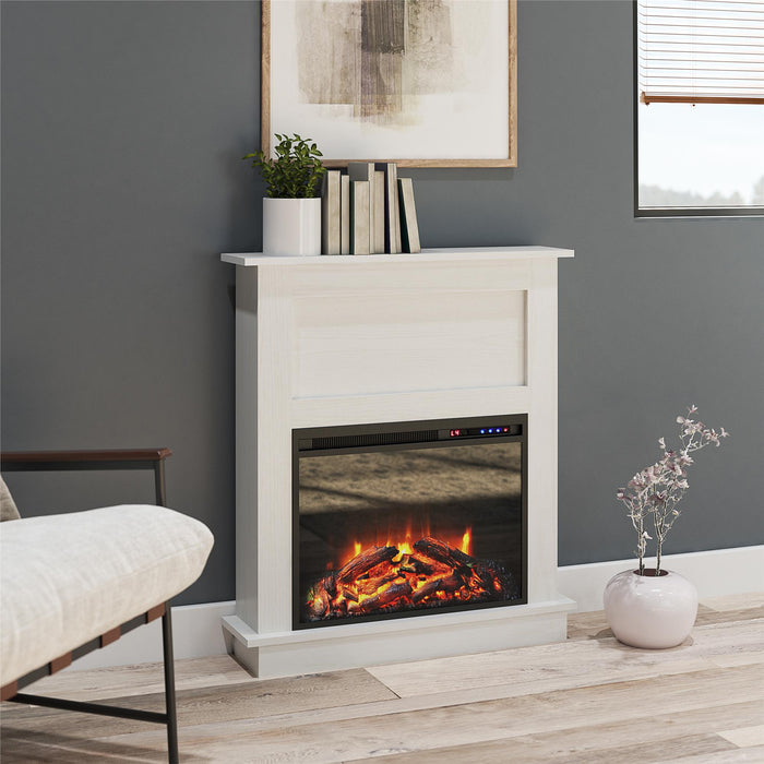 Ameriwood Home Ellsworth Electric Fireplace with Mantel - White