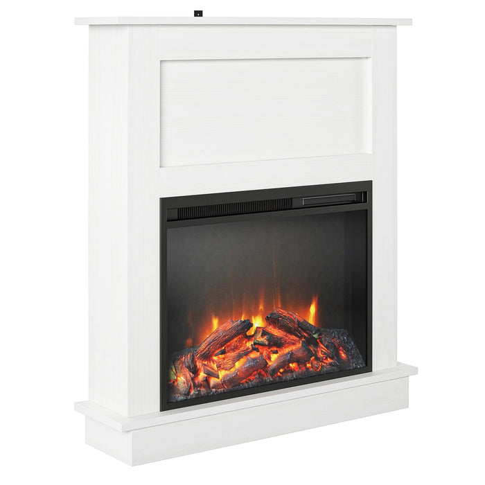 Ameriwood Home Ellsworth Electric Fireplace with Mantel - White