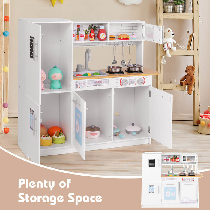 Costway Kids Kitchen Play Set With Stove Removable Sink Oven Microwave Dish Washer