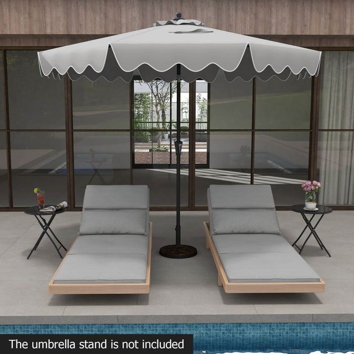 Costway 9 FT Patio Umbrella 2-Tier Market Table Umbrella with Sun-Protective Canopy Gray