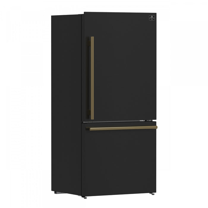 Forno Milano Espresso 31 Inch Bottom Freezer, Black, 17.2 cu.ft. - FFFFD1785-31BLK
