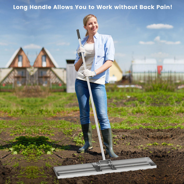 Costway Lawn Leveling Rake 42\" X 10\" Heavy Duty Level Lawn Tool For Garden Backyard/lawn Silver