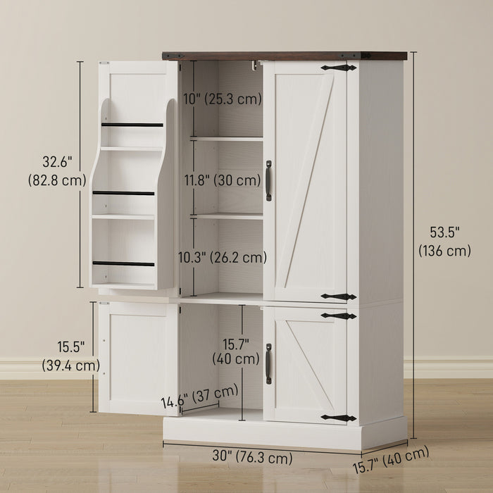 HOMCOM Pantry Cabinet, Kitchen Storage Cabinet with 6 Door Racks, White