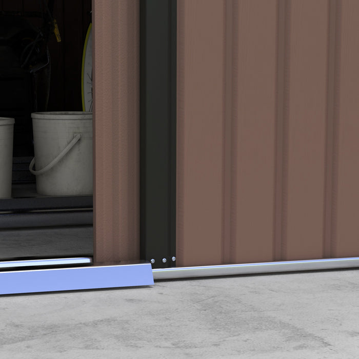 Outsunny 11' X 13' Garden Storage Shed W/ Steel Foundation Kit, Brown