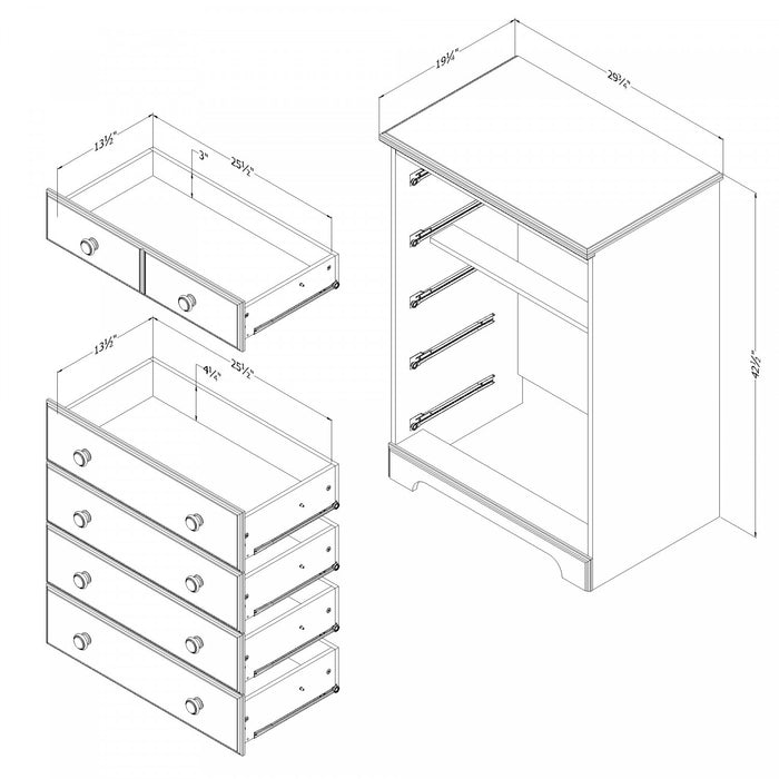 Summer Breeze 5-Drawer Chest - White Pine
