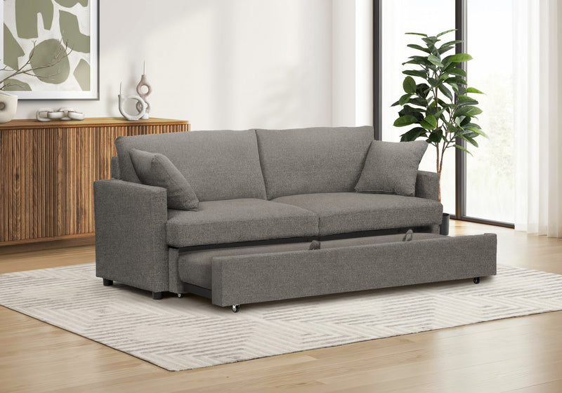 Sleeper Sofa, 78\" Length, Convertible Sofa Bed, Light Brown Fabric, Contemporary, Modern Sleeper Sofa