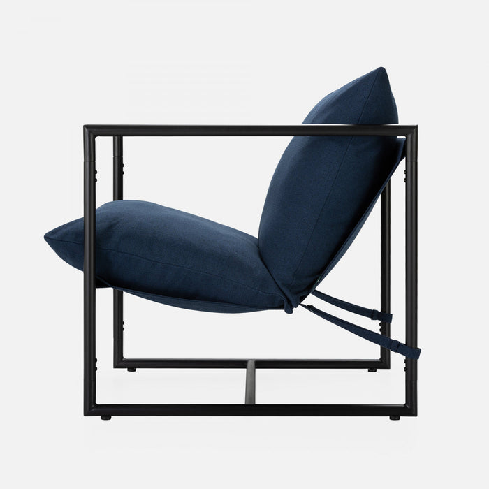 Aidan Metal Frame Sling Accent Chair with Cushions - Navy