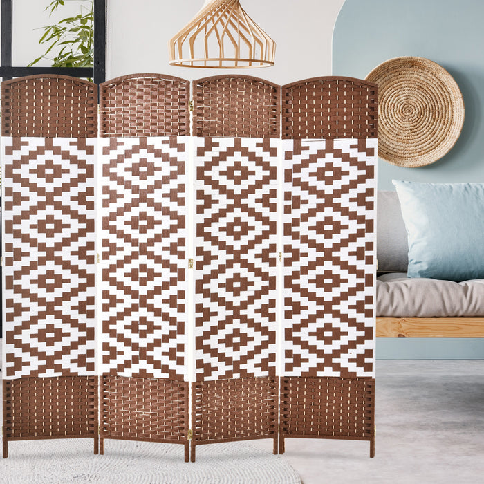Homcom 4-panel Woven Wicker Room Divider 6ft