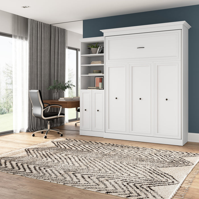 Bestar Versatile Queen Murphy Bed and Closet Organizer with Doors (92 W) - White