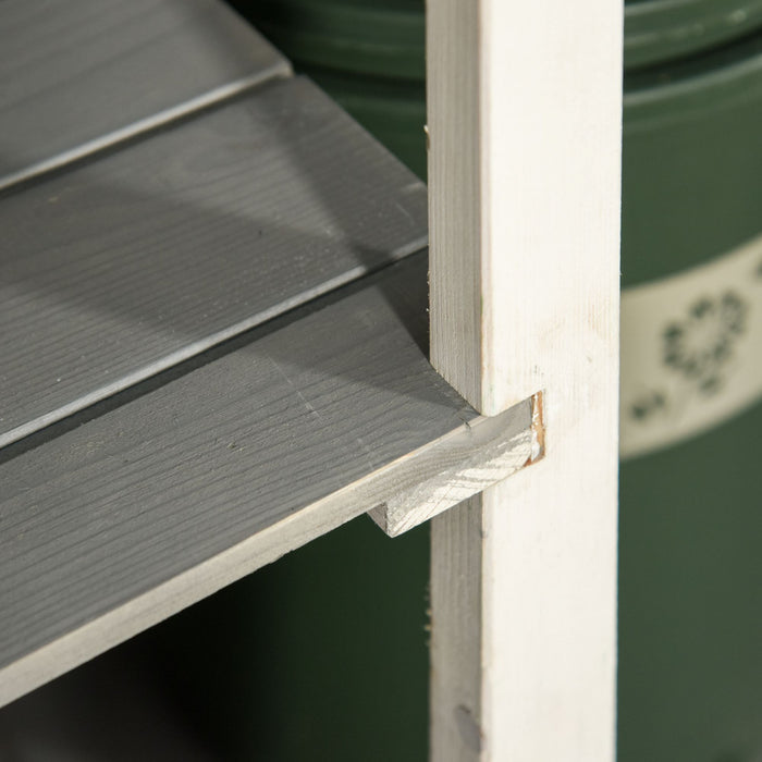 Outsunny 29.9\"x21.7\"x45.3\" Garden Storage Cabinet, Outdoor Storage Shed With Lockable Door With Latch And 2-tier Shelves, Grey