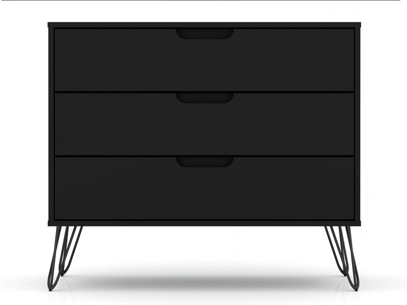 Rockefeller Mid-Century Modern 35\" Dresser in Black (3-Drawer) - Set of 2