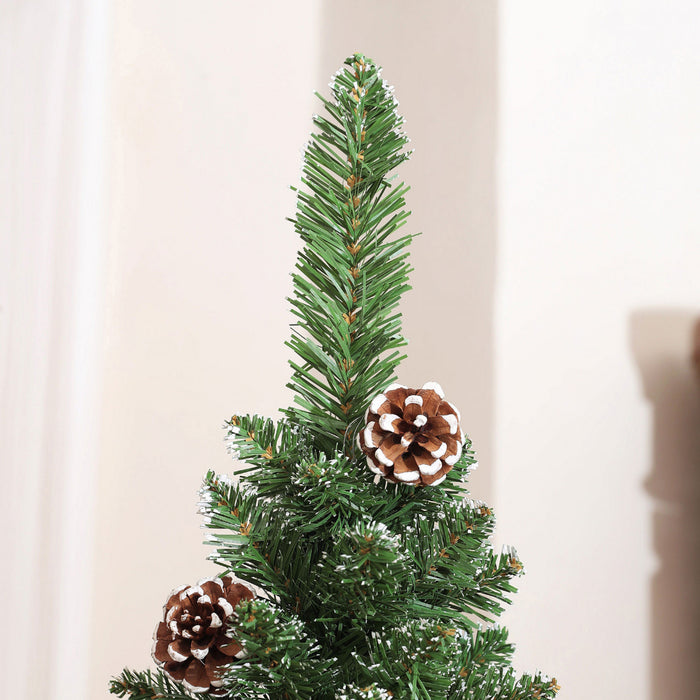 HOMCOM 7.5ft Artificial Pencil Christmas Tree w/ 980 Branches, Metal Base
