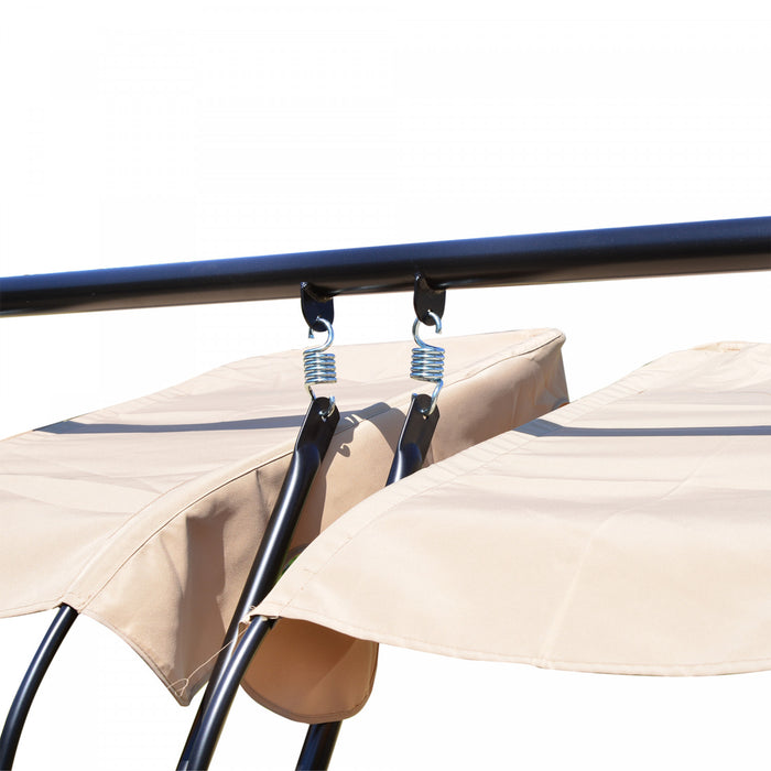 Outsunny Luxury Porch Swing Metal Outdoor Swing Chair 2 Separated Seater Hammock Heavy-duty With Canopy And Cushions, Beige