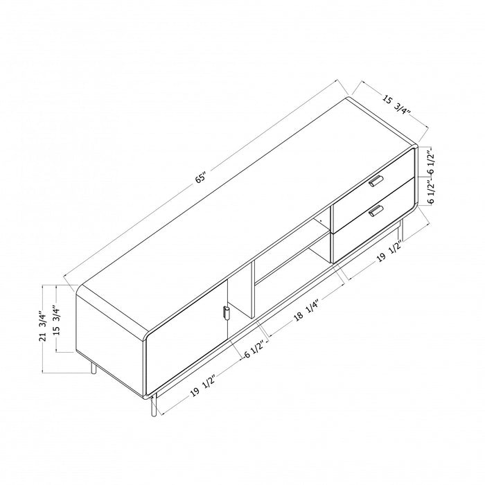 Mezzy Tv Stand With Door And Drawers - Ash Oak 