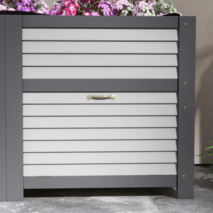 Outsunny Wooden Raised Garden Bed With Storage Doors For Vegetables Grey