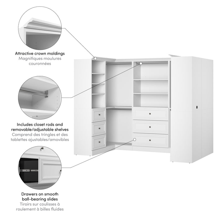 Bestar Versatile 108 W U-Shaped Walk-In Closet Organizer - White