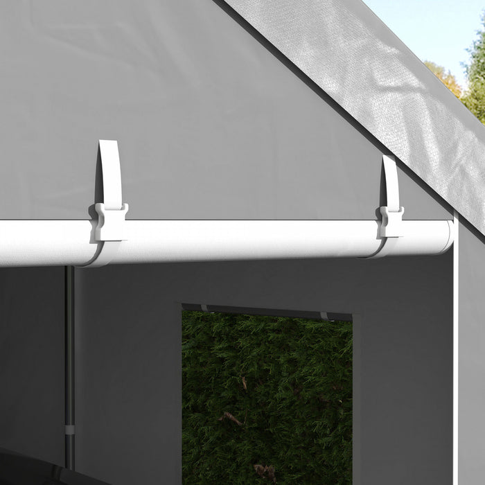 Outsunny 10' X 20' Carport, Heavy Duty Car Port With 6 Window And 2 Doors