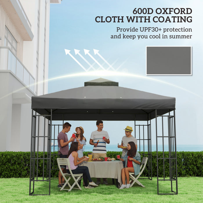 10' x 10' Double Tier Gazebo Replacement Canopy Cover, UPF30+, Dark Grey