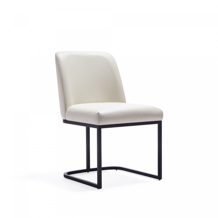 Serena Modern Metal Vegan Leather Dining Chair in Ivory - Set of 2