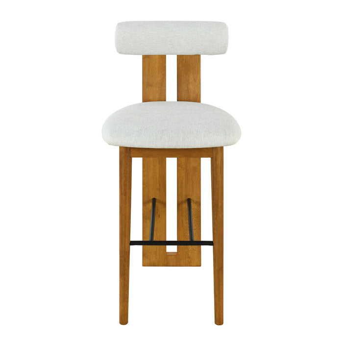 Sophia Indoor Modern Rubberwood Bar Stool Set of 2 with Supportive Backrest,Ivory&Walnut