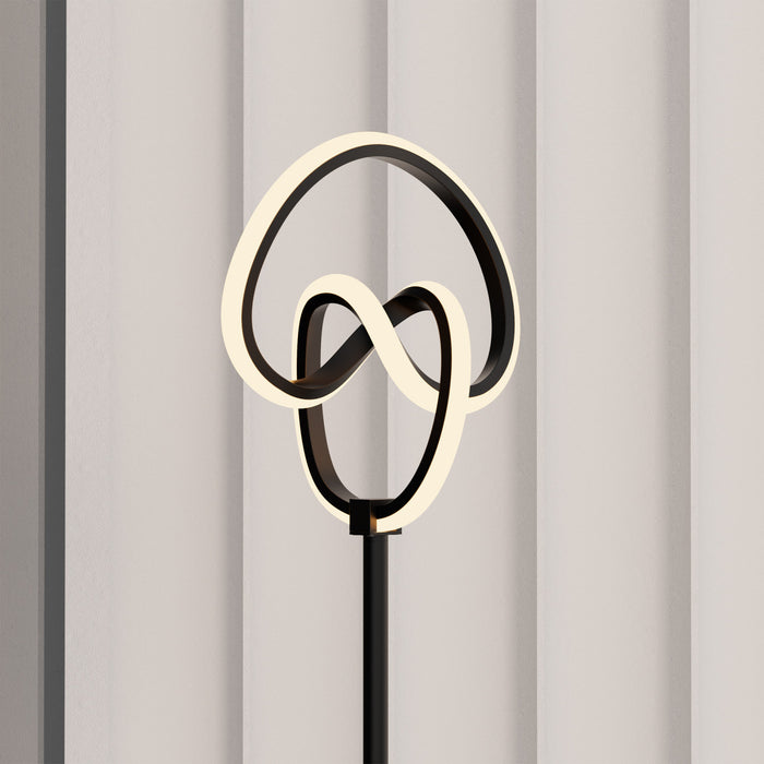 58\" Matte Black Twisted Circle Design LED Floor Lamp