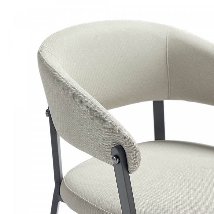 Belle Modern Metal Upholstered Dining Chair in Oatmeal - Set of 4