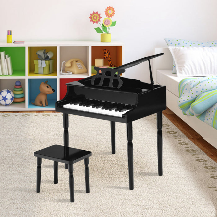 Costway 30-Key Classic Piano Wood w/ Bench & Music Rack Black