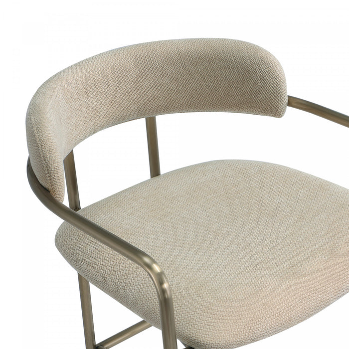 Serene Mid-Century Modern Metal Upholstered Barstool in Taupe