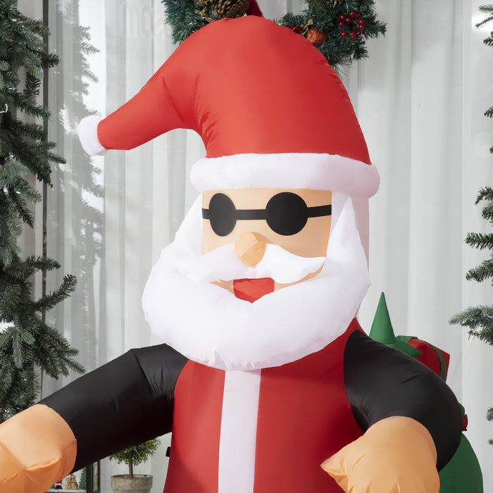 Homcom 5.5ft Santa Claus Riding A Motorcycle Inflatable Christmas Decoration