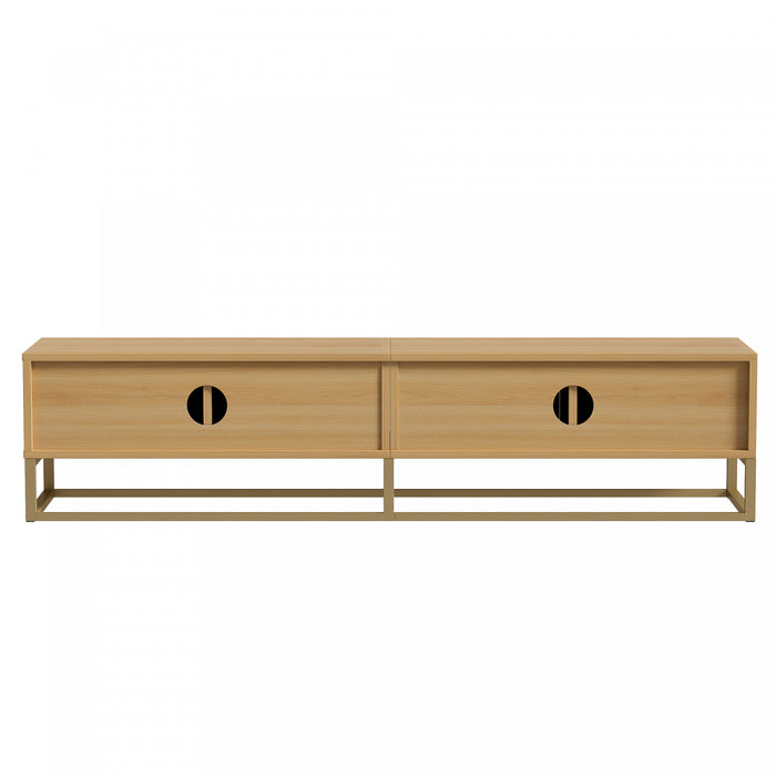 Aspect 70.8 Inch Modern TV Cabinet with Wood Grain Finish and Soft-Close Hinges, Natural