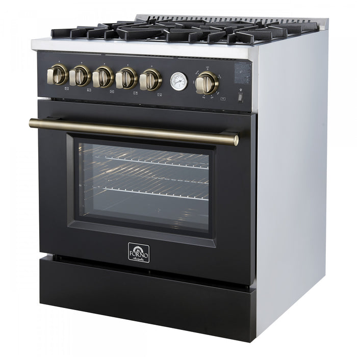 Forno Giovanni 30-inch Gas Range Black, 4.32 cu.ft, -FFSGS6274-30BLK