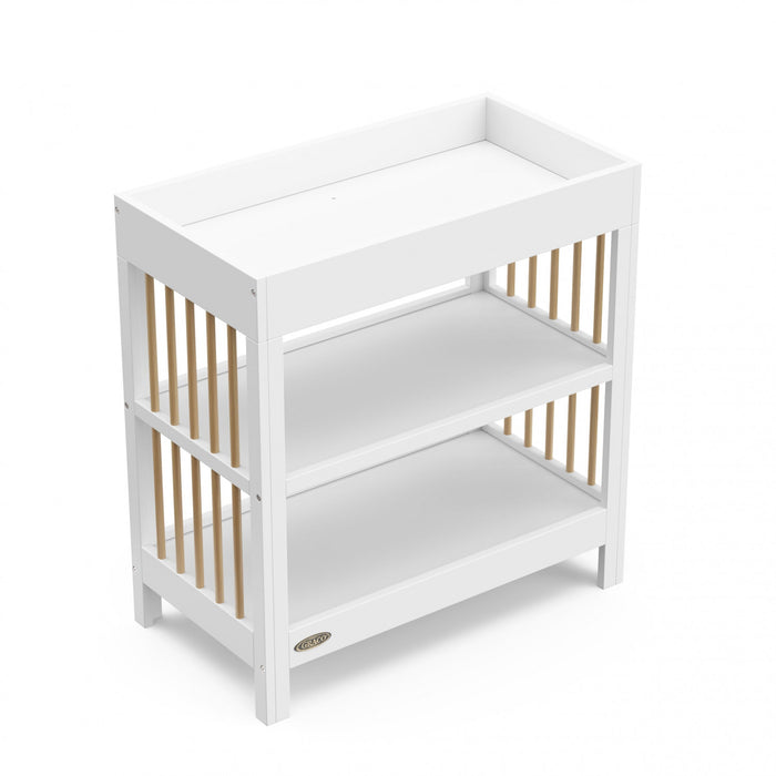 Graco Teddi Changing Table with Water-Resistant Changing Pad - White/Driftwood