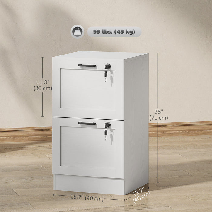 HOMCOM Office File Cabinet with 2 Drawers, Vertical Filing Cabinet, White