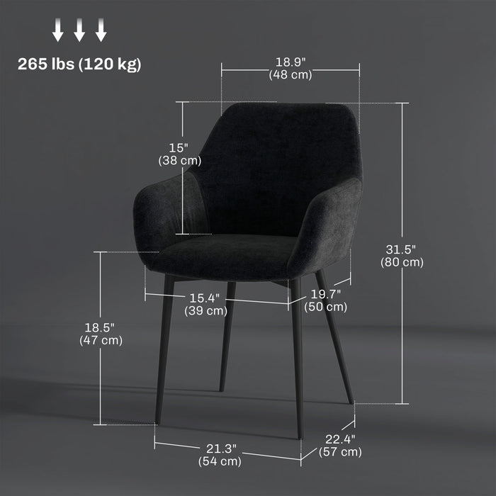 HOMCOM Dining Chairs Set of 2, Upholstered Kitchen Chairs with Backrest