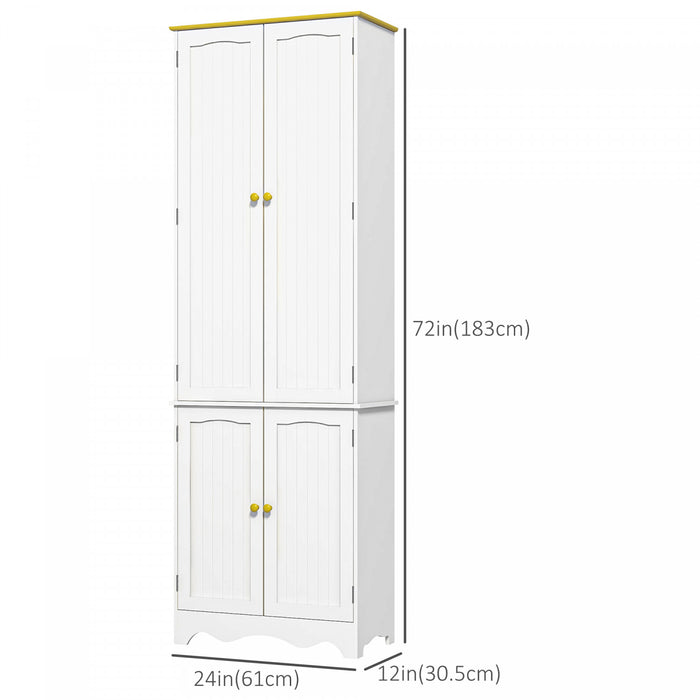 HOMCOM Freestanding Kitchen Pantry Storage Cabinet with 4 Shelves, 4 Doors