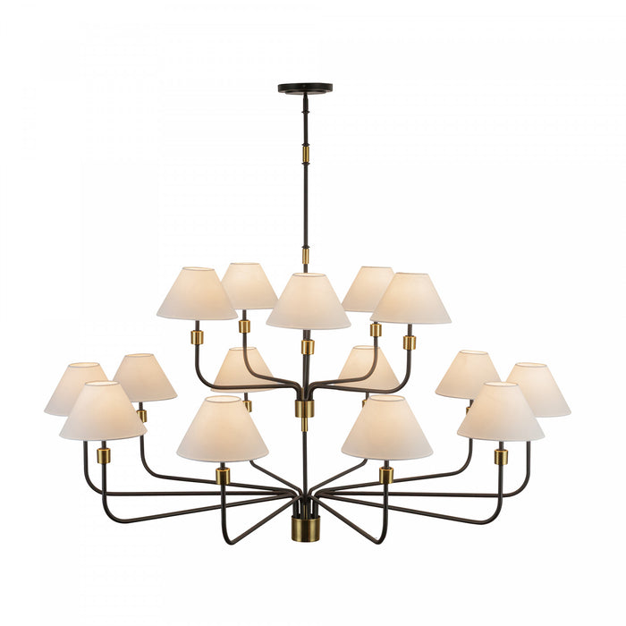 Providence 15 Light Chandelier, Black, Brushed Brass