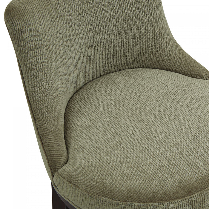 Lucia Modern Chenille Wood Counter Stool in Leaf Green - Set of 2