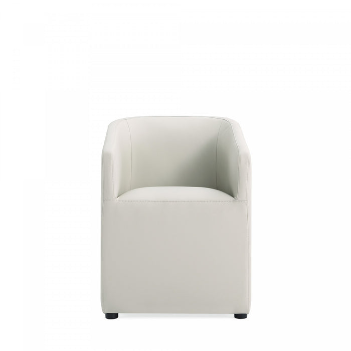Anna Round Modern Vegan Leather Armchair in Stone Gray - Set of 2