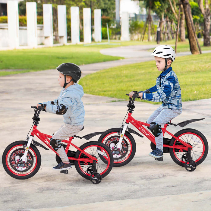 Costway 16\" Kid's Bike For 4-7 With Height-adjustable Handlebar & Saddle Handbrake Red