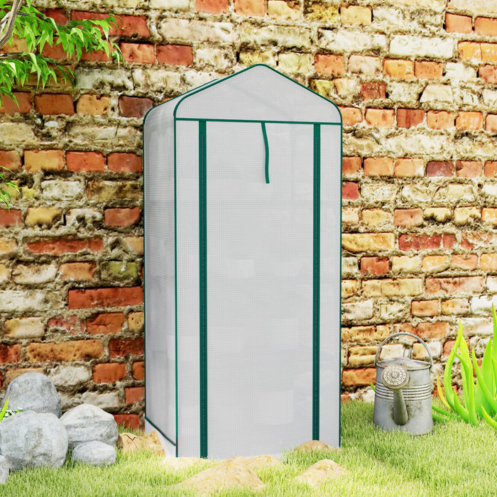 Outsunny Mini Greenhouse with Screen Roof, Portable Small Greenhouse, White